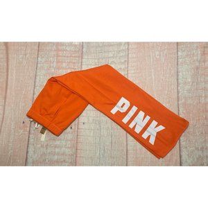 Victoria’s Secret Pink Fleece Heritage Sweatpants, Size: Med, Orange w/ Classic